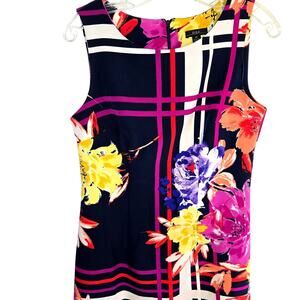 R&K 6P 6 P Black Floral Women's Sleeveless Sun Dress Petite Size Small S PS